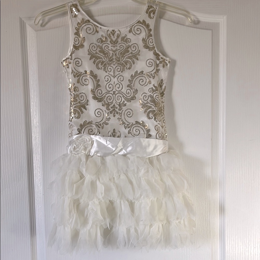 Elegant White and Gold Kids Costume